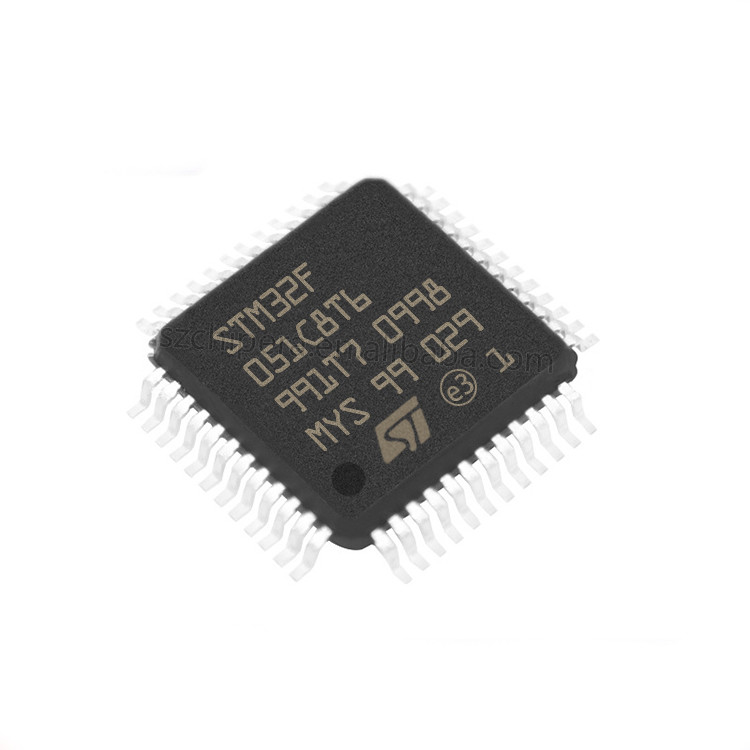 ชิ้นส่วนอิเล็กทรอนิกส์ STM8S105 MCU ARM ADC DAC 32 บิต 64K Flash 48 LQFP STM32F051C8T6 IC